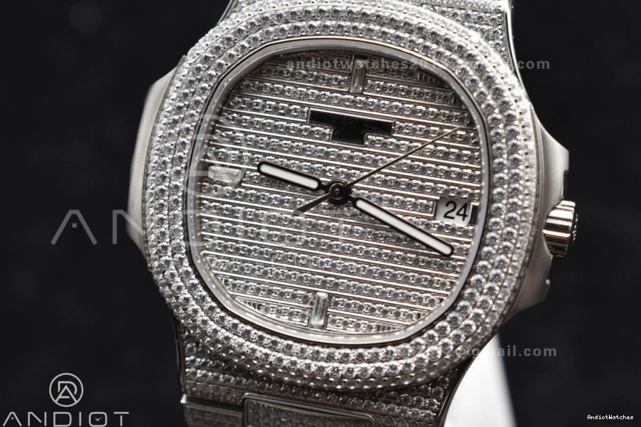 Dial A 5711 TWF Bracelet Diamonds Bezel Full on & 911 SoftTouch Diamonds Nautilus SS 0909